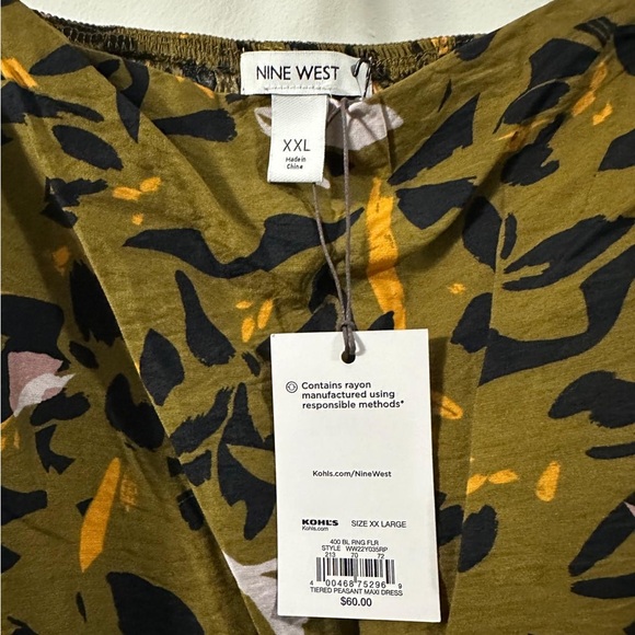 Nine West Olive Green Floral Tiered Maxi Skirt - Picture 4 of 5